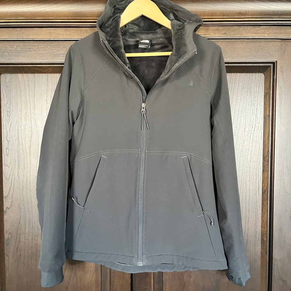 NORTH FACE Shelbe Raschel Hooded Jacket Coat Womens Size XS Charcoal Gray Lined